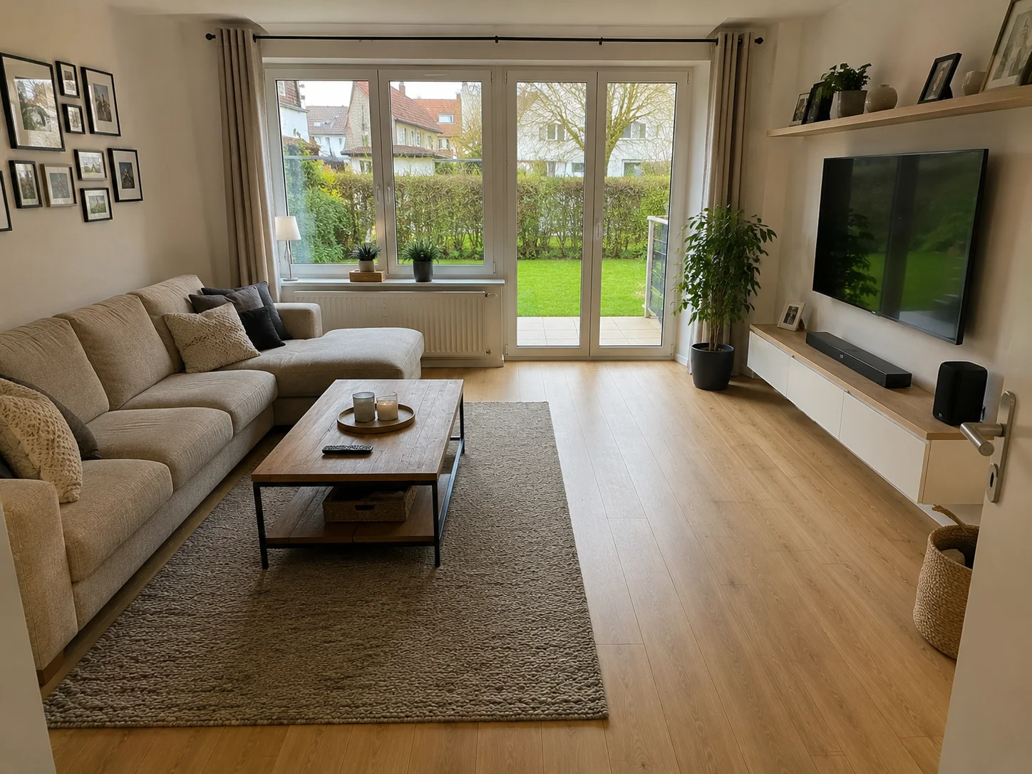 Wohnzimmer mit Gartenblick