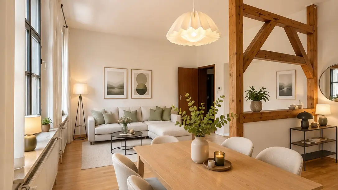 Modernes Wohnzimmer einer vermittelten Immobilie im Raum Erlangen
