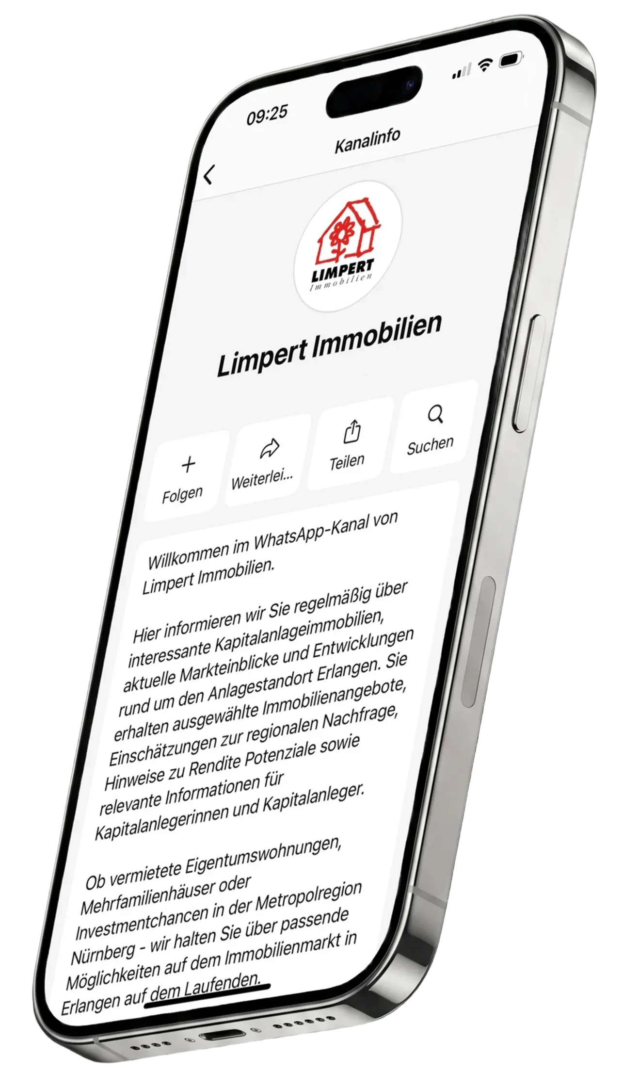 WhatsApp-Kanal von Limpert Immobilien: Kapitalanlage-Infos direkt aufs Handy